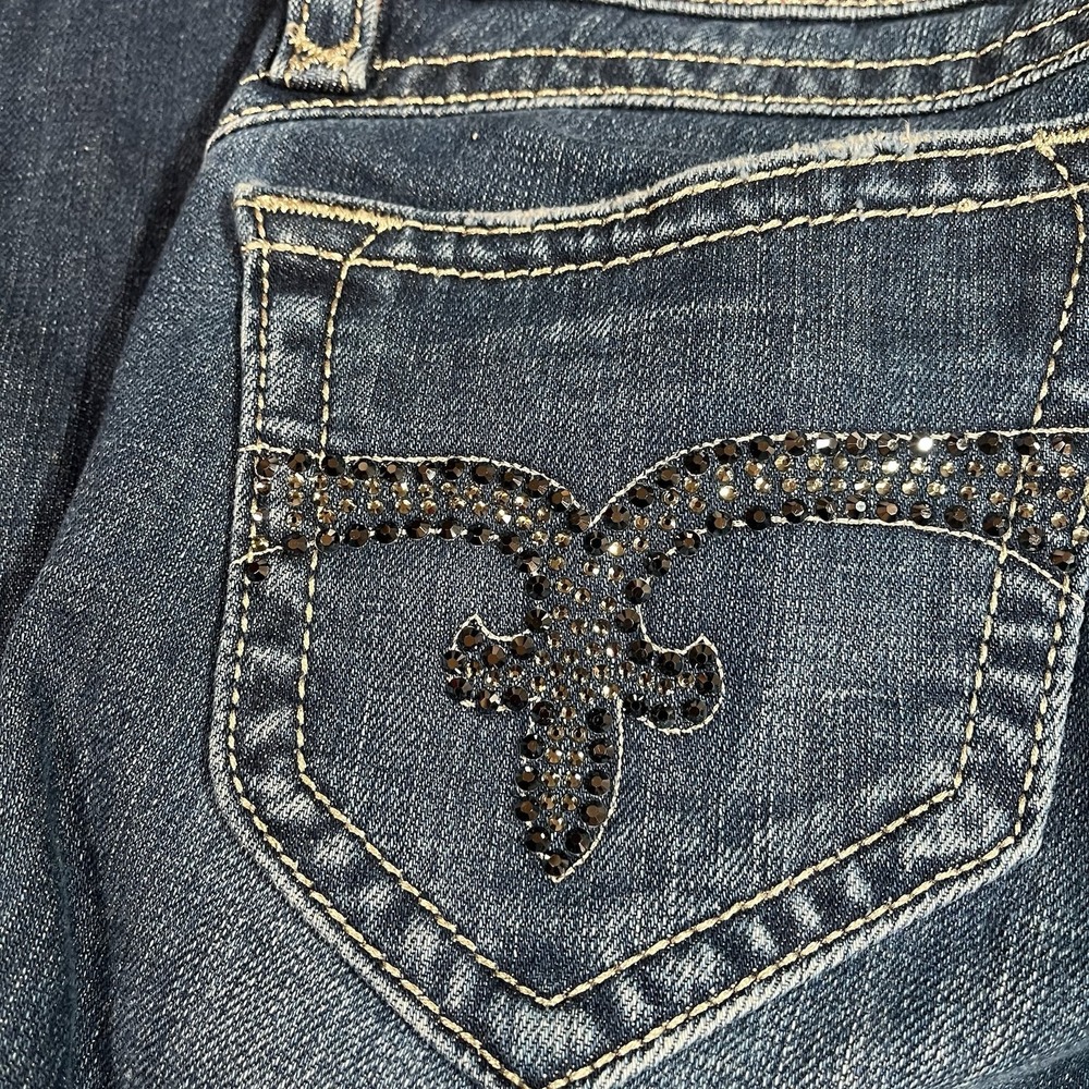 Rock Revival Embellished Rhinestone Low Rise Straight Leg Jeans Size 26 - Picture 4 of 12